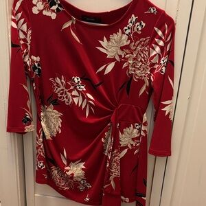 Alfani Red and White Floral Blouse